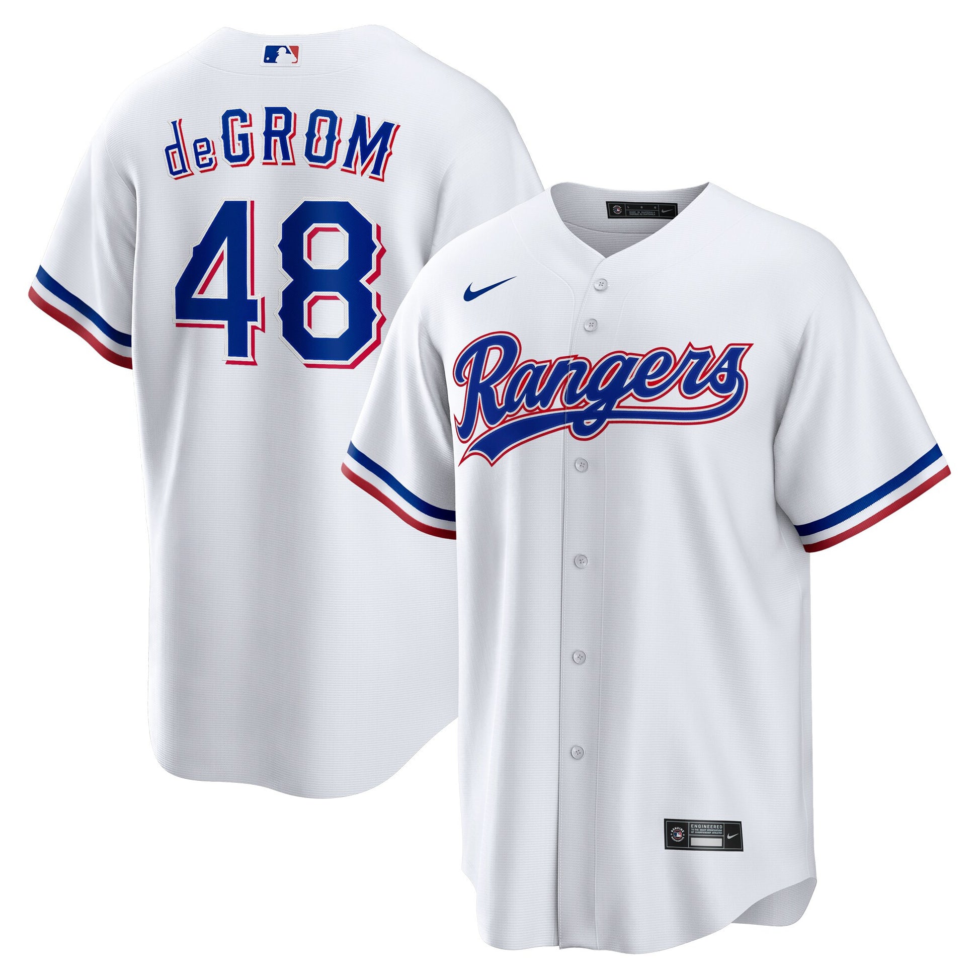 Jacob Degrom Texas Rangers white Home jersey
