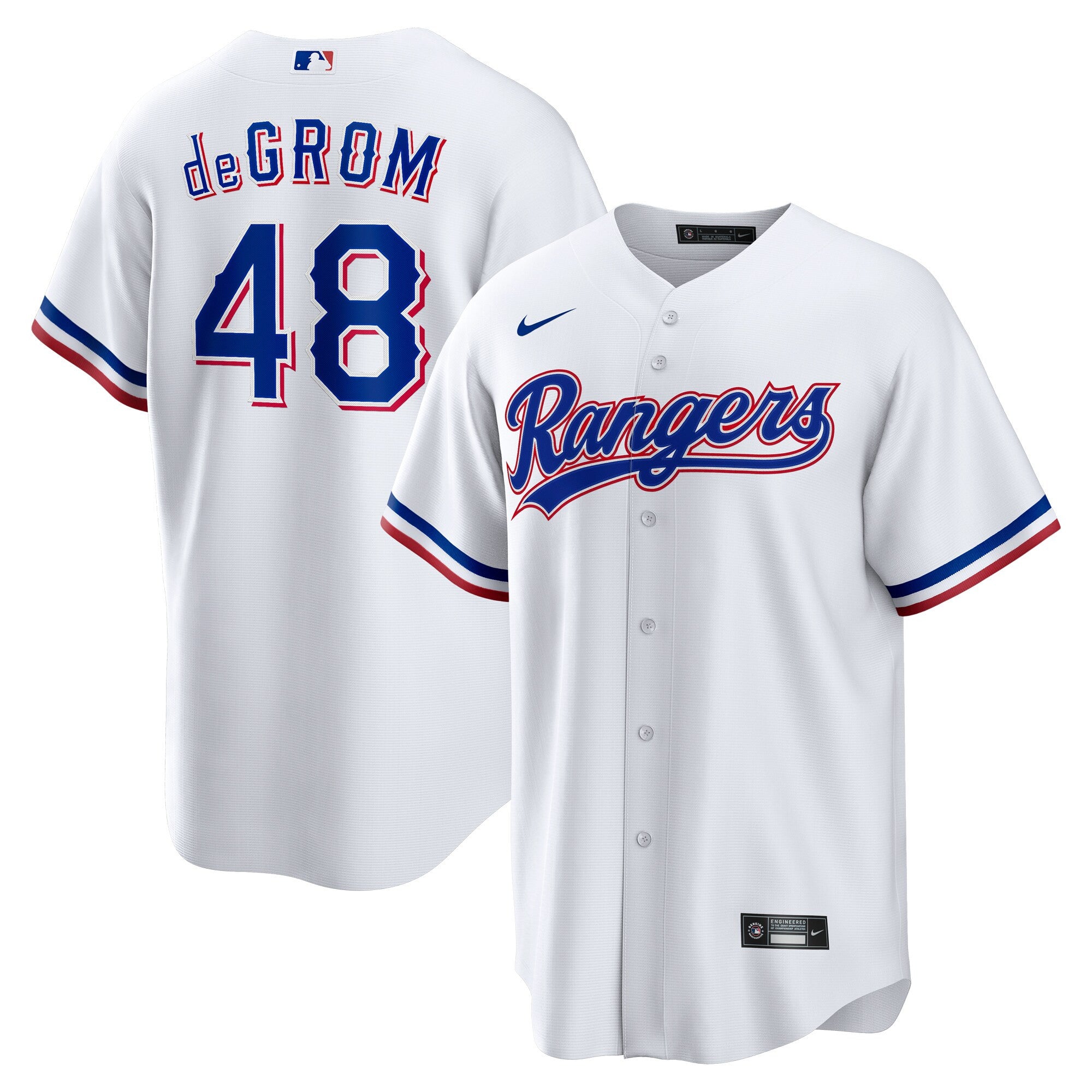 Jacob Degrom Texas Rangers white Home jersey