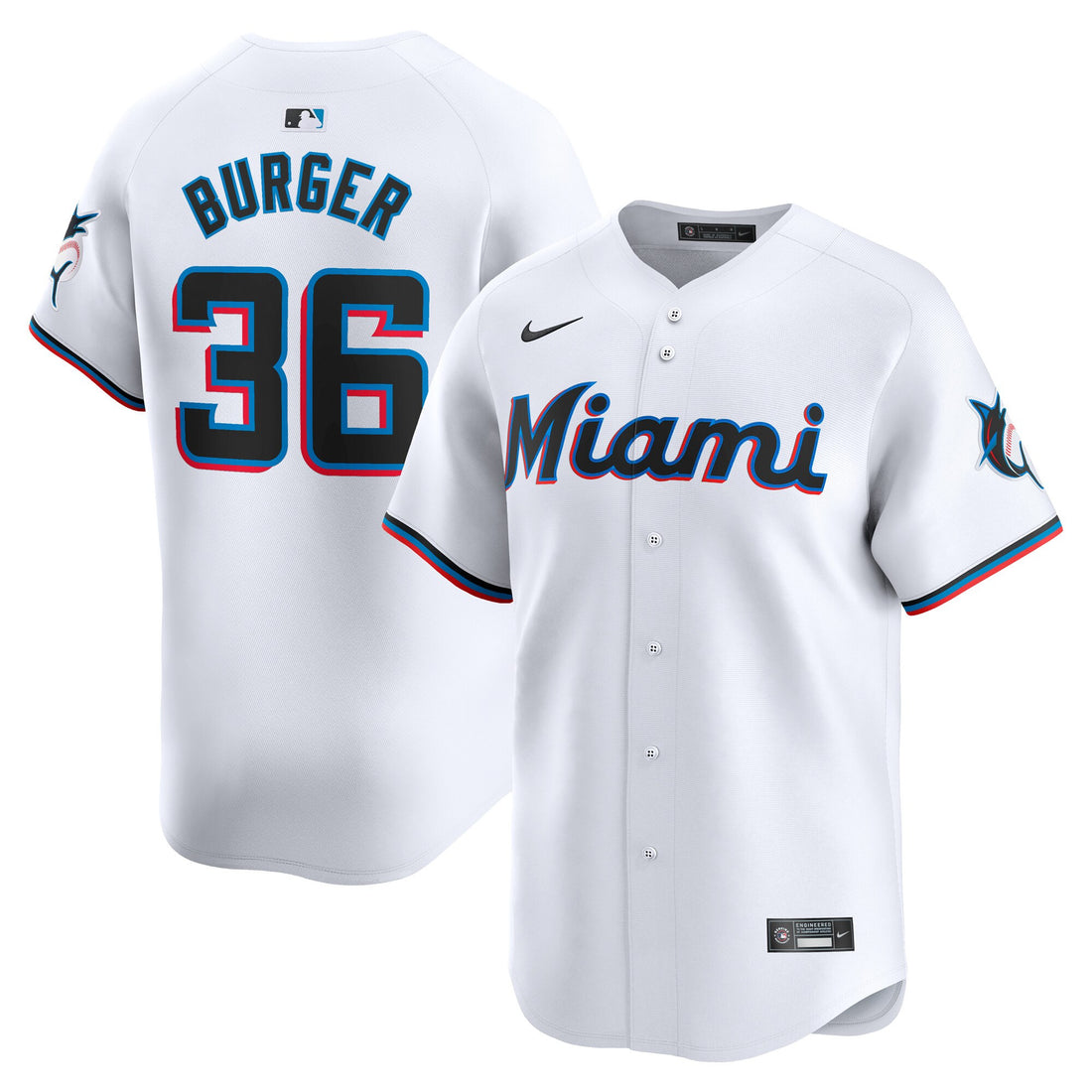 Jake Burger Miami Marlins white Limited jersey