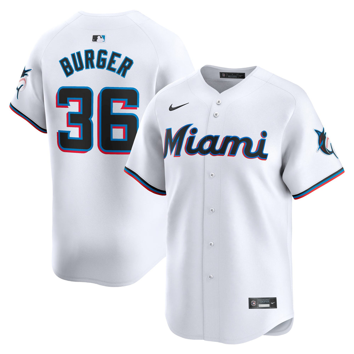 Jake Burger Miami Marlins white Limited jersey