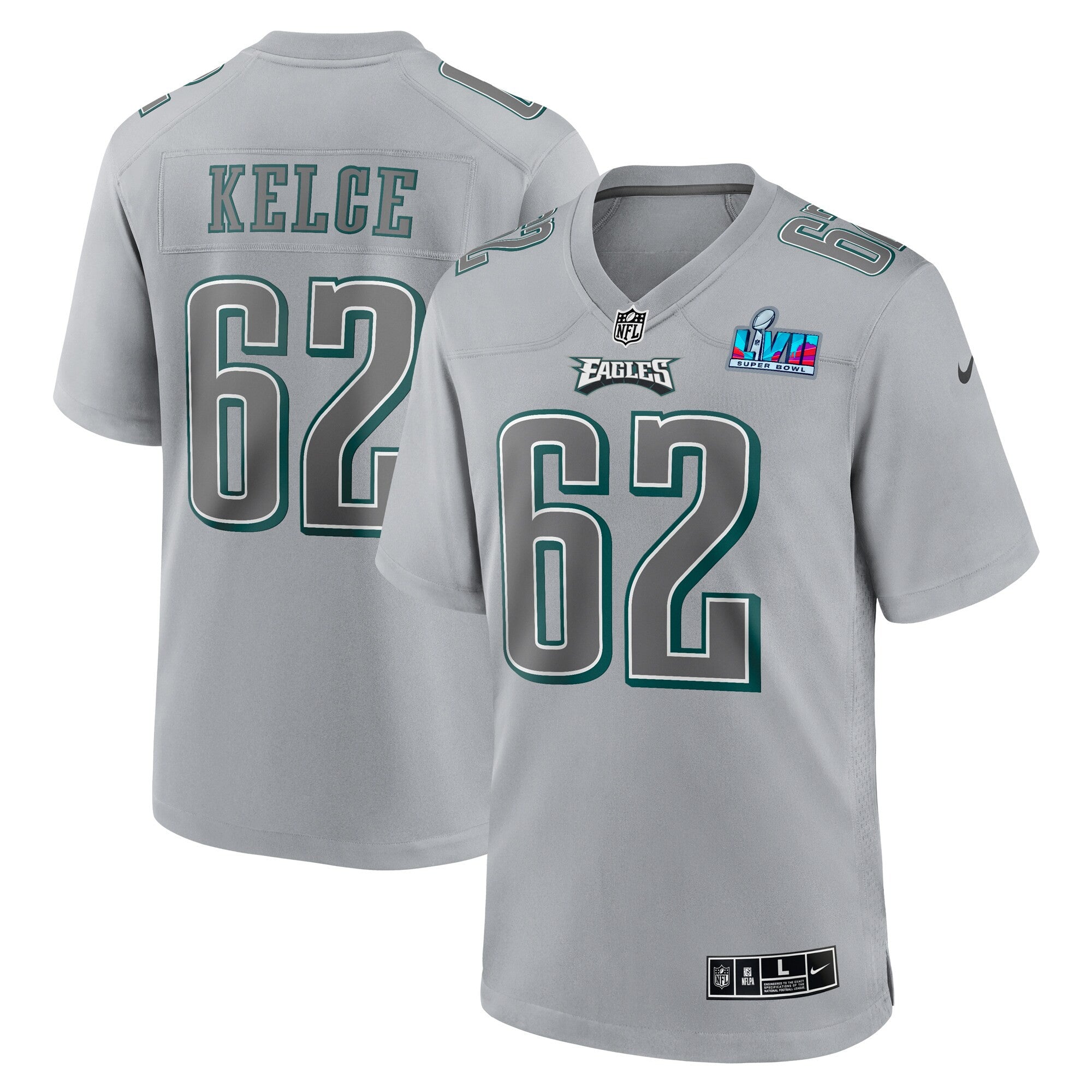 Jason Kelce Super Bowl Lvii Patch Atmosphere Philadelphia Eagles gray Fashion jersey
