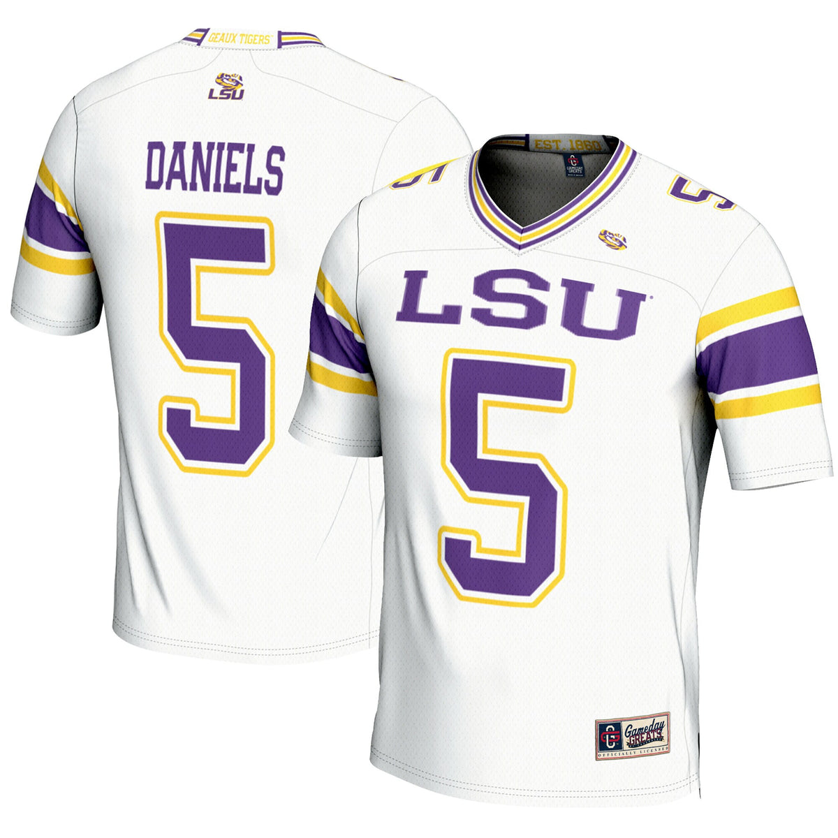 Jayden Daniels LSU Tigers white Fashion jersey