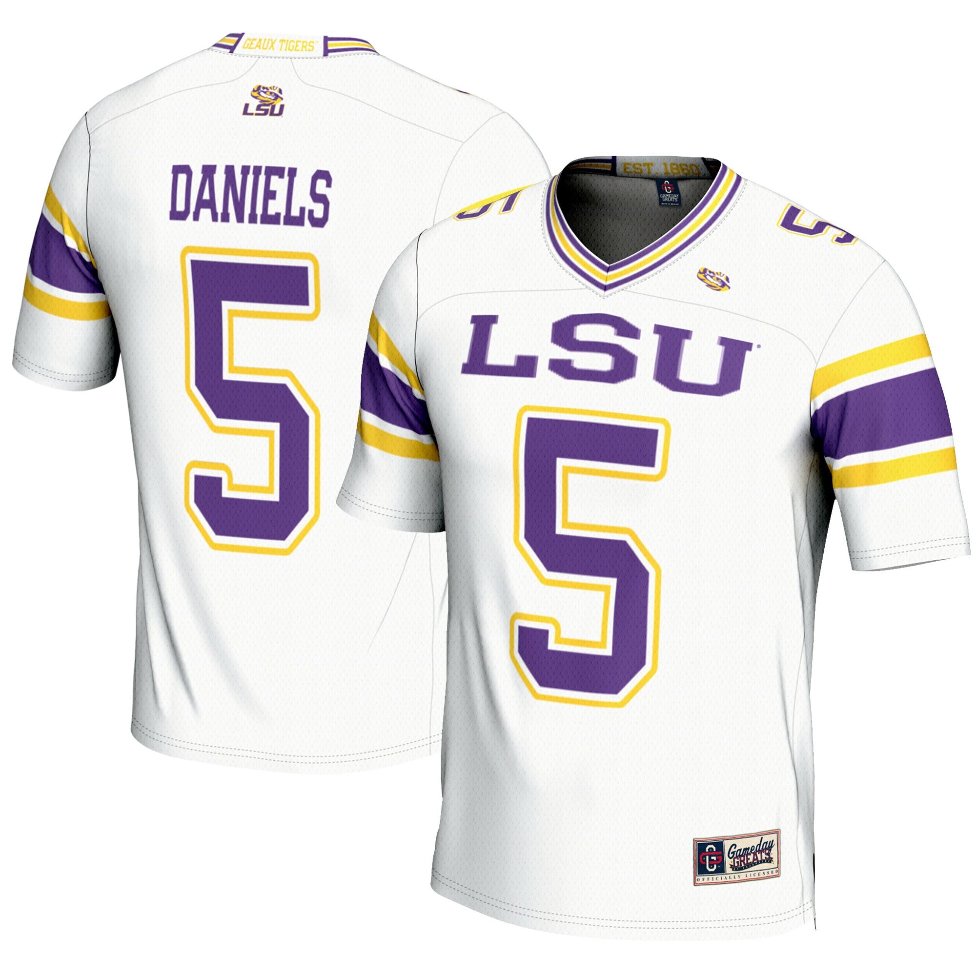 Jayden Daniels LSU Tigers white Fashion jersey