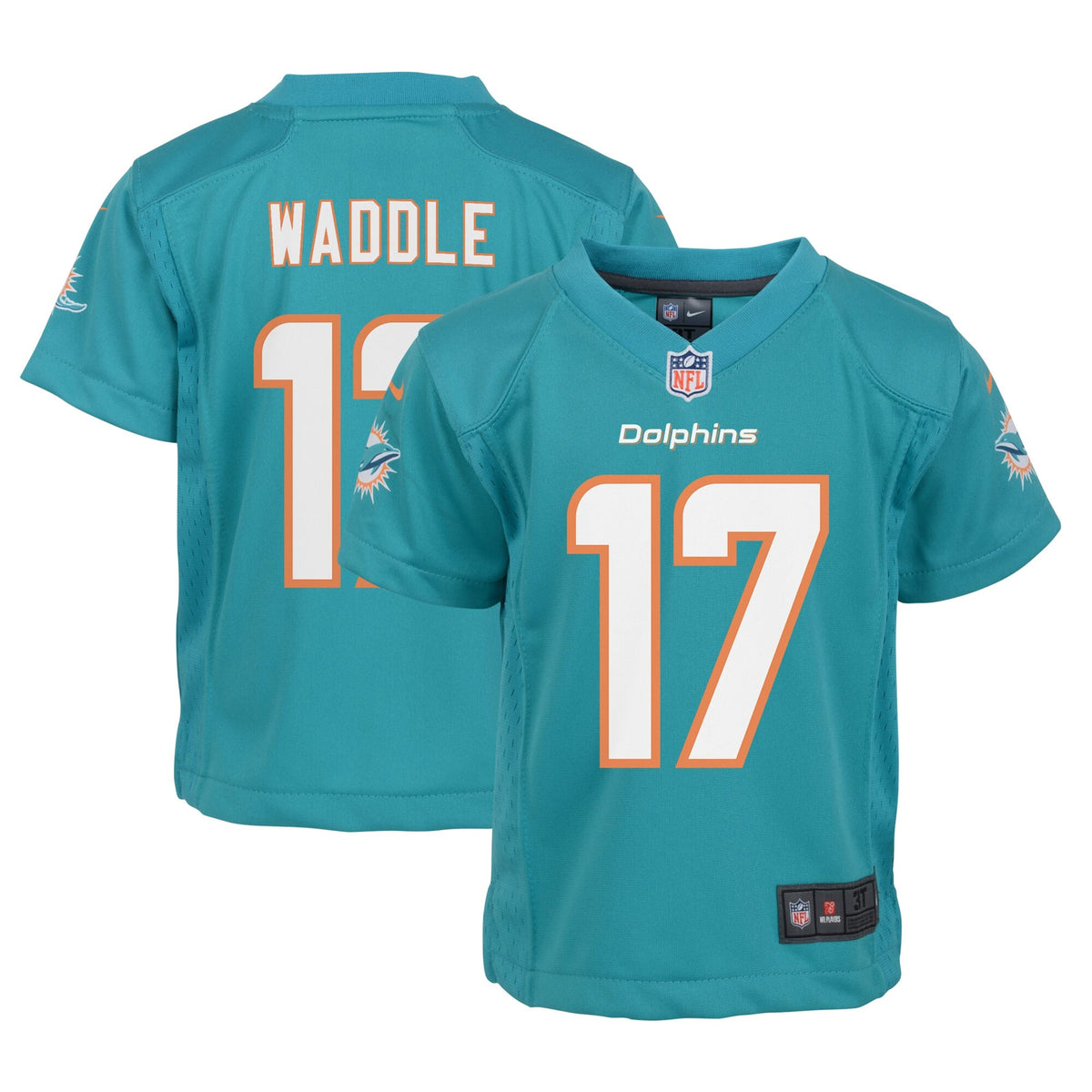 Jaylen Waddle Miami Dolphins aqua jersey