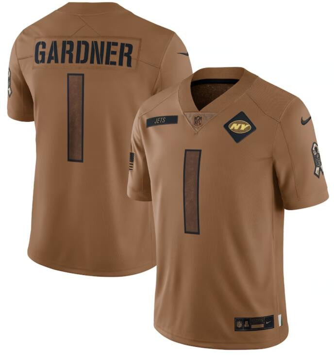 Ahmad Sauce Gardner New York Jets brown Salute To Service jersey