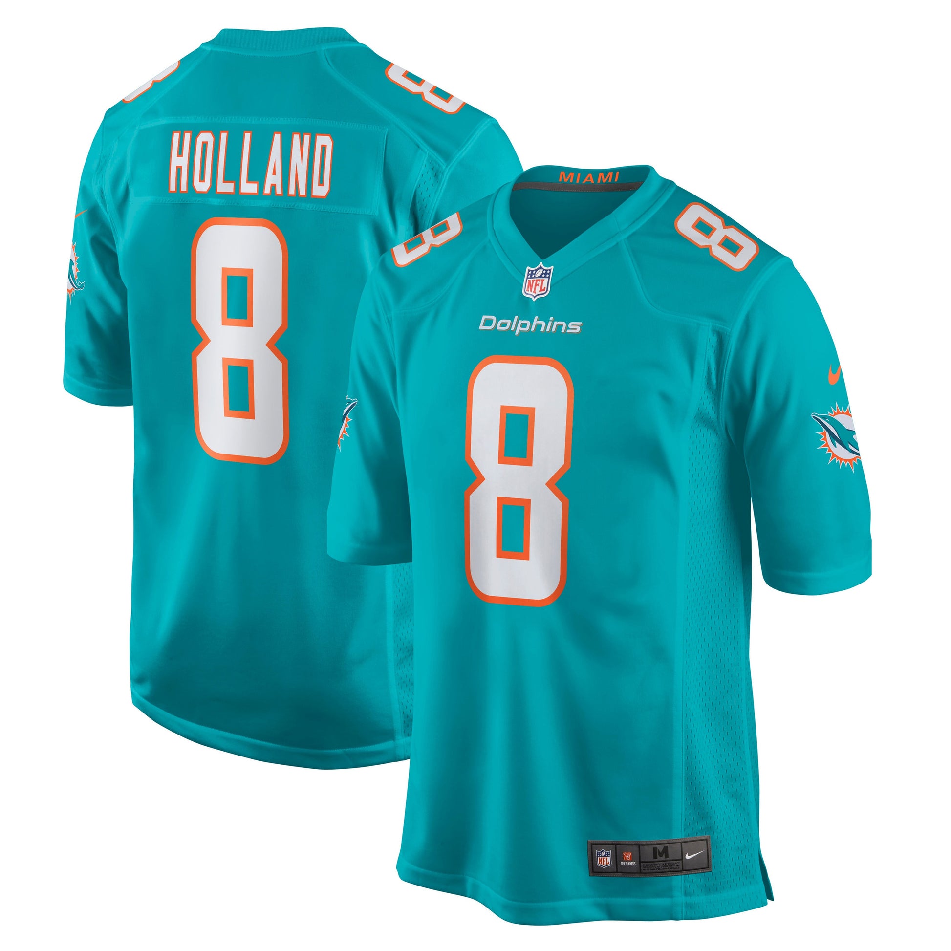 Jevon Holland Miami Dolphins aqua Game jersey