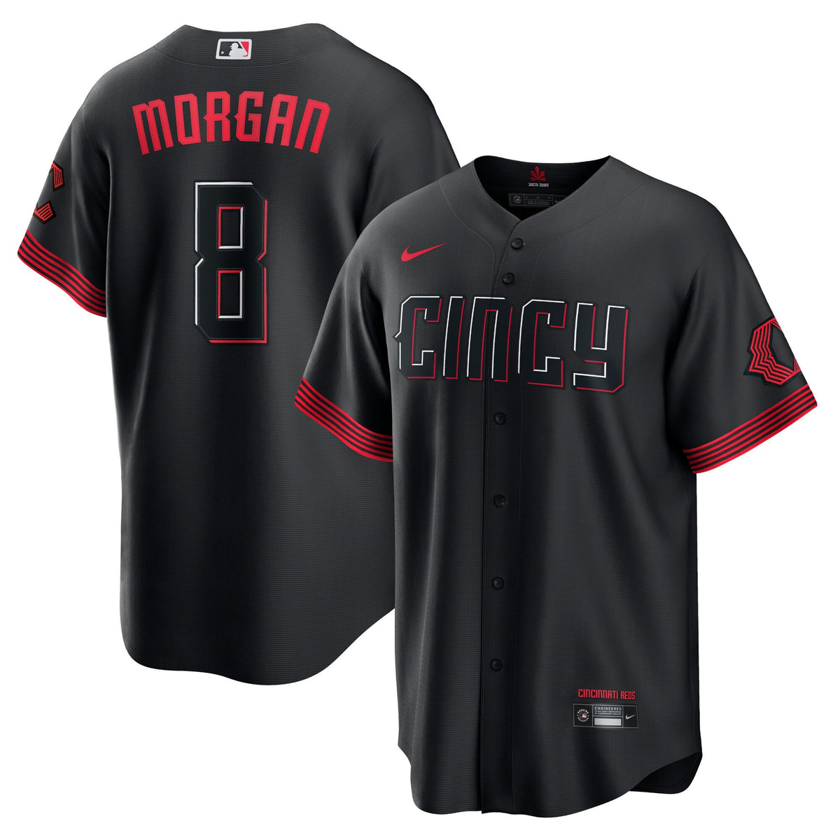 Joe Morgan Cincinnati Reds black City Connect jersey