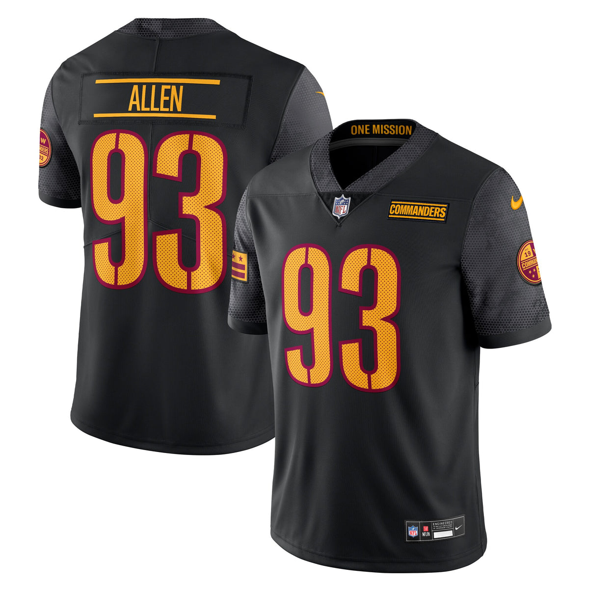 Jonathan Allen Washington Commanders black Untouchable jersey