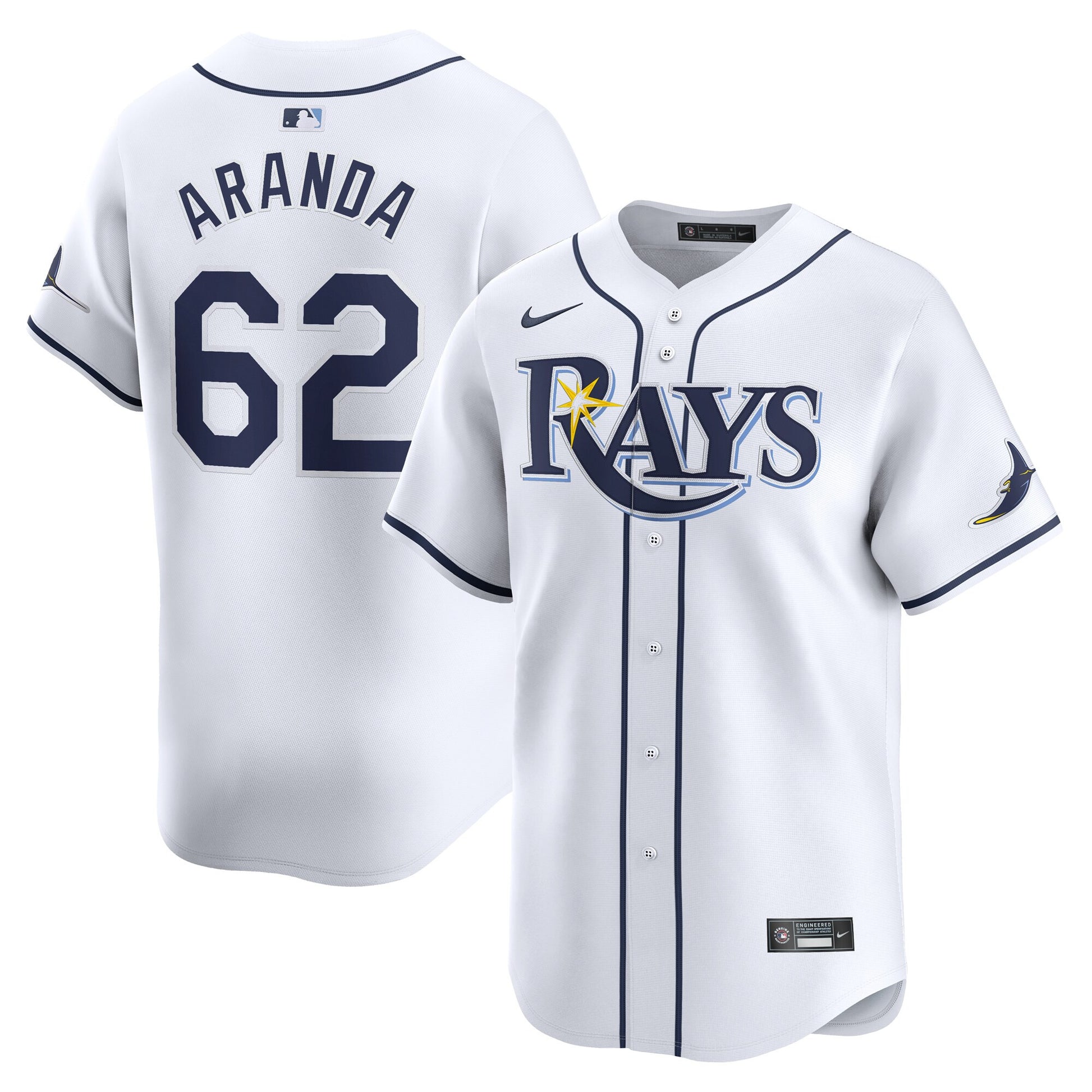 Jonathan Aranda Tampa Bay Rays white Limited jersey