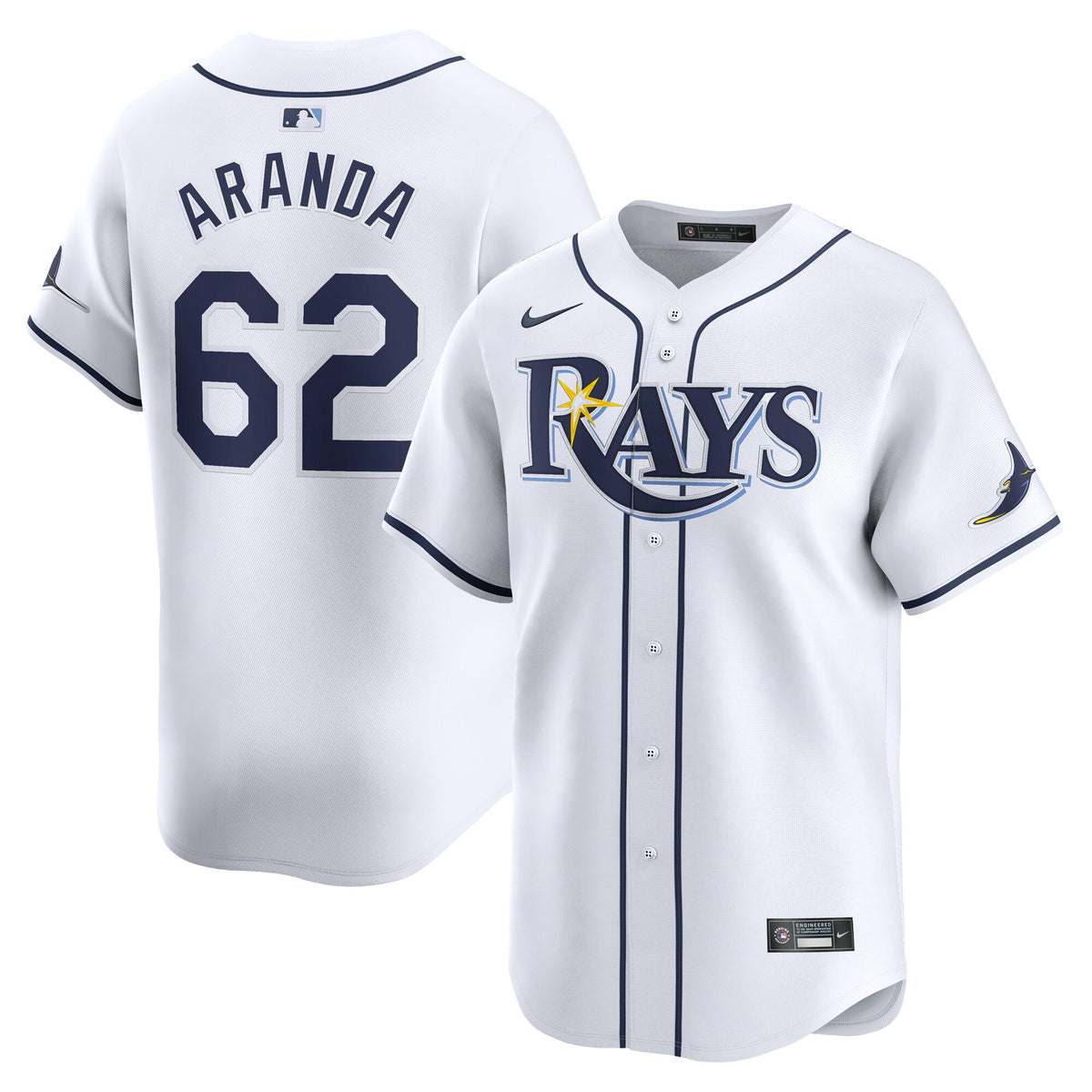 Jonathan Aranda Tampa Bay Rays white Limited jersey