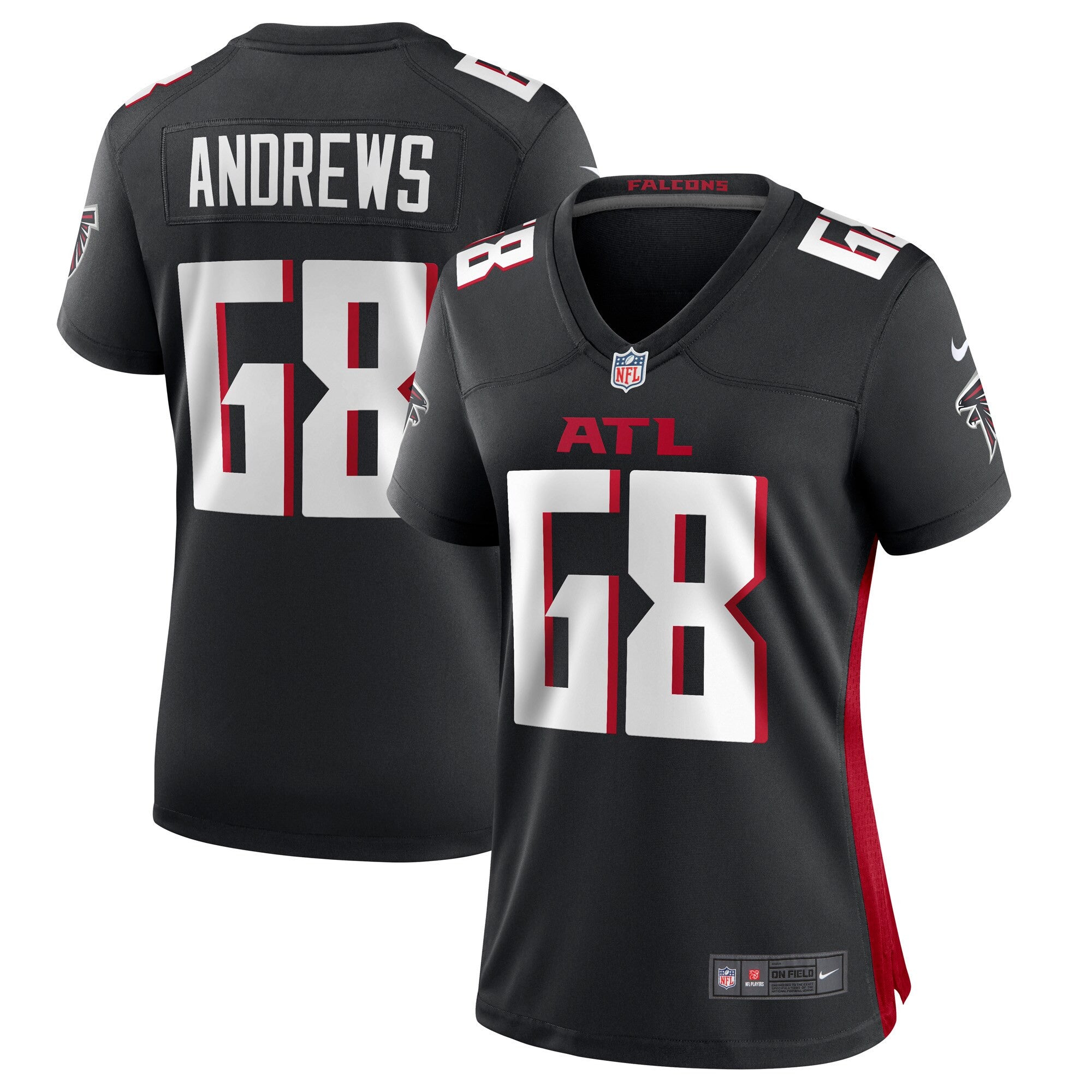 Josh Andrews Atlanta Falcons black Game jersey