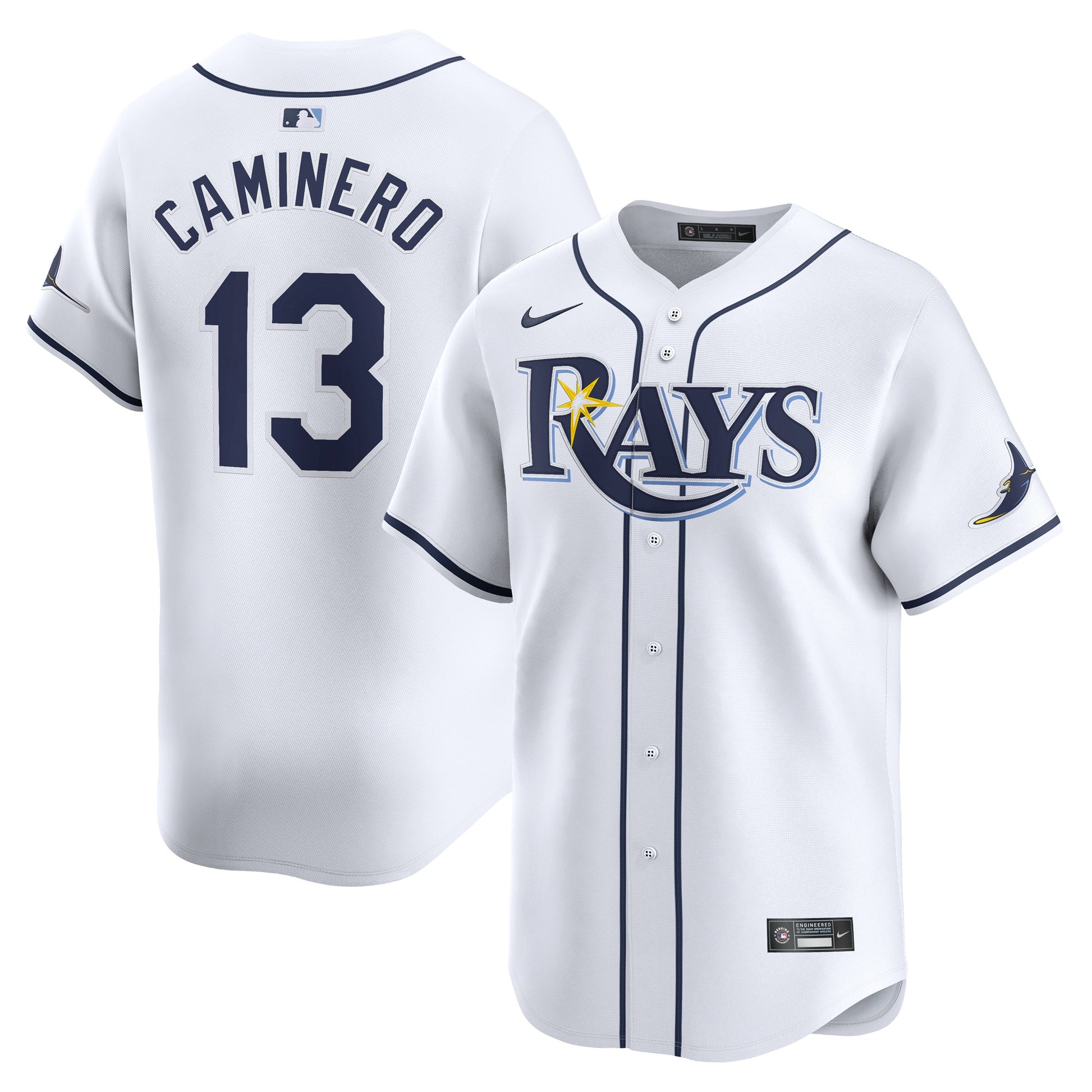 Junior Caminero Tampa Bay Rays white Limited jersey