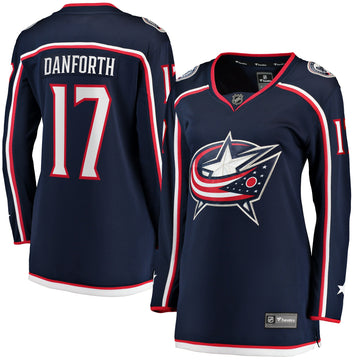 Justin Danforth Columbus Blue Jackets navy Home jersey