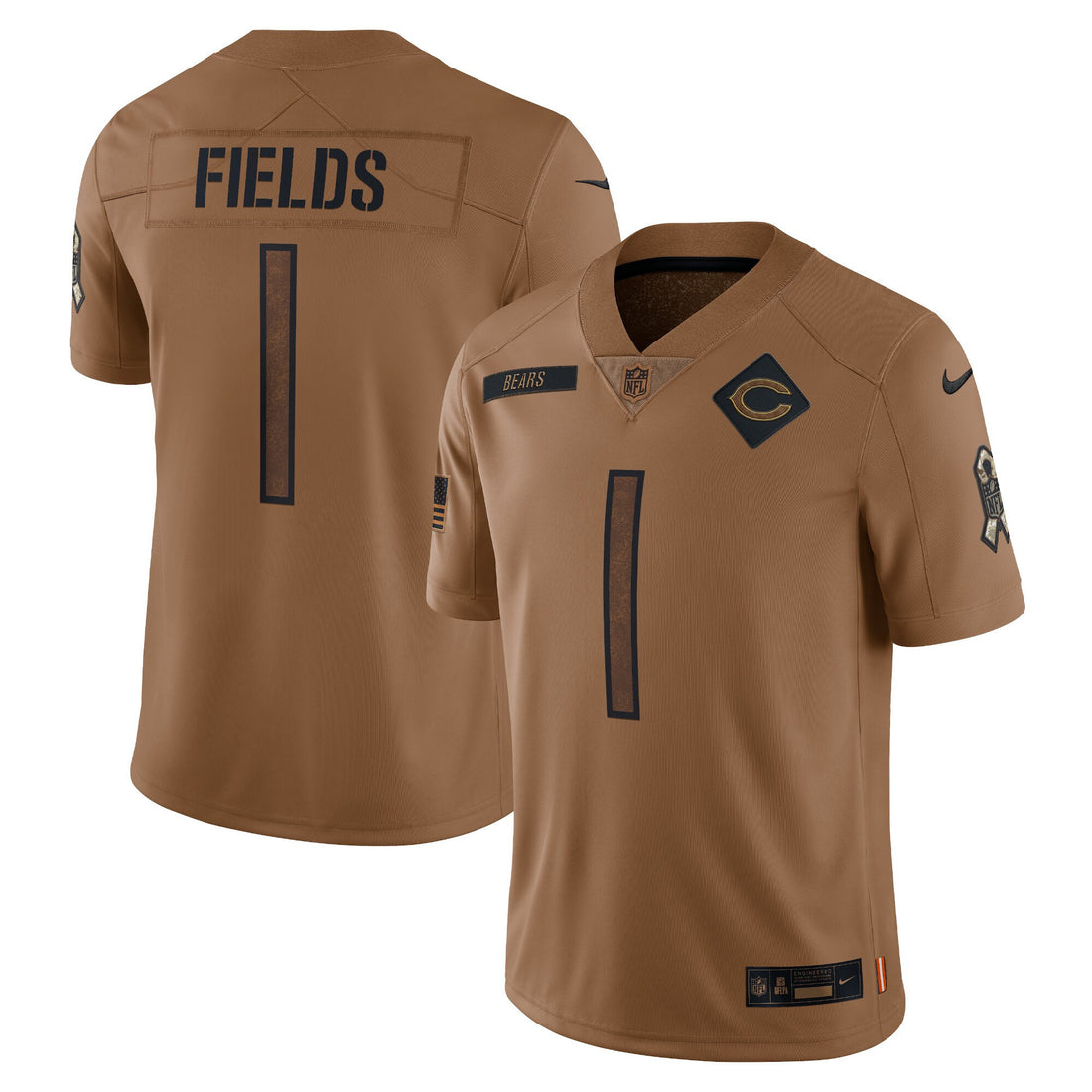 Justin Fields Chicago Bears brown Salute To Service jersey