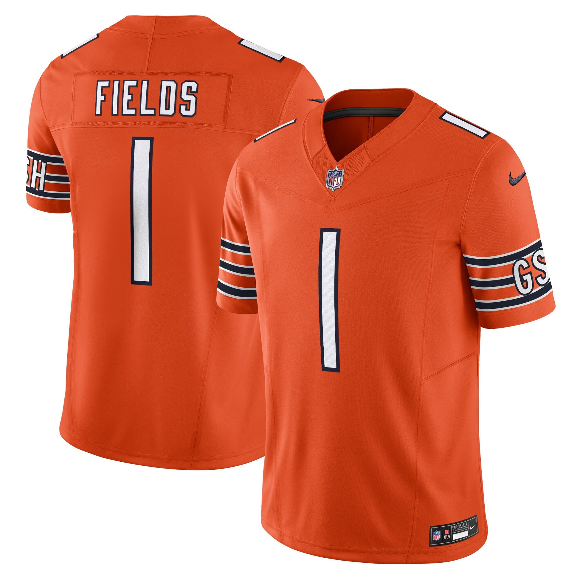 Justin Fields Chicago Bears orange Vapor jersey
