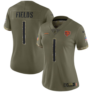 Justin Fields Chicago Bears olive Salute To Service jersey