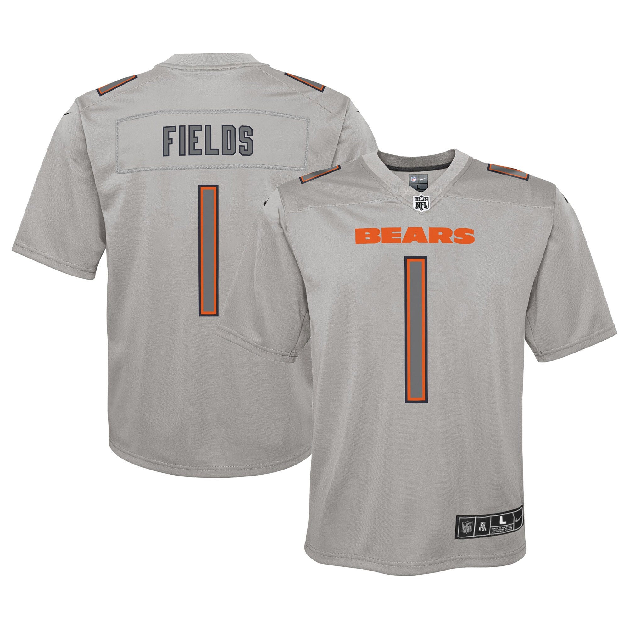 Justin Fields Atmosphere Chicago Bears gray jersey
