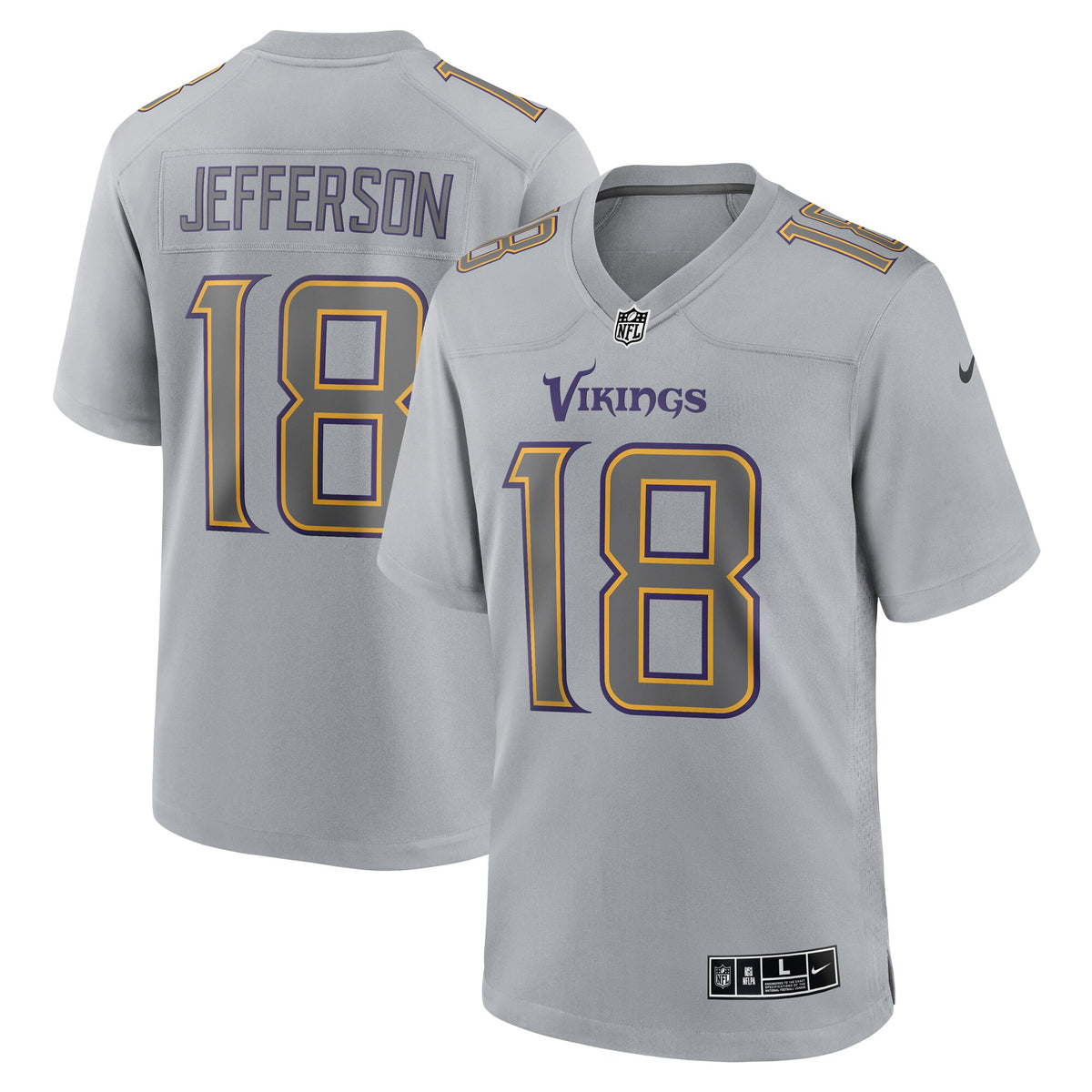 Justin Jefferson Atmosphere Minnesota Vikings gray Fashion jersey