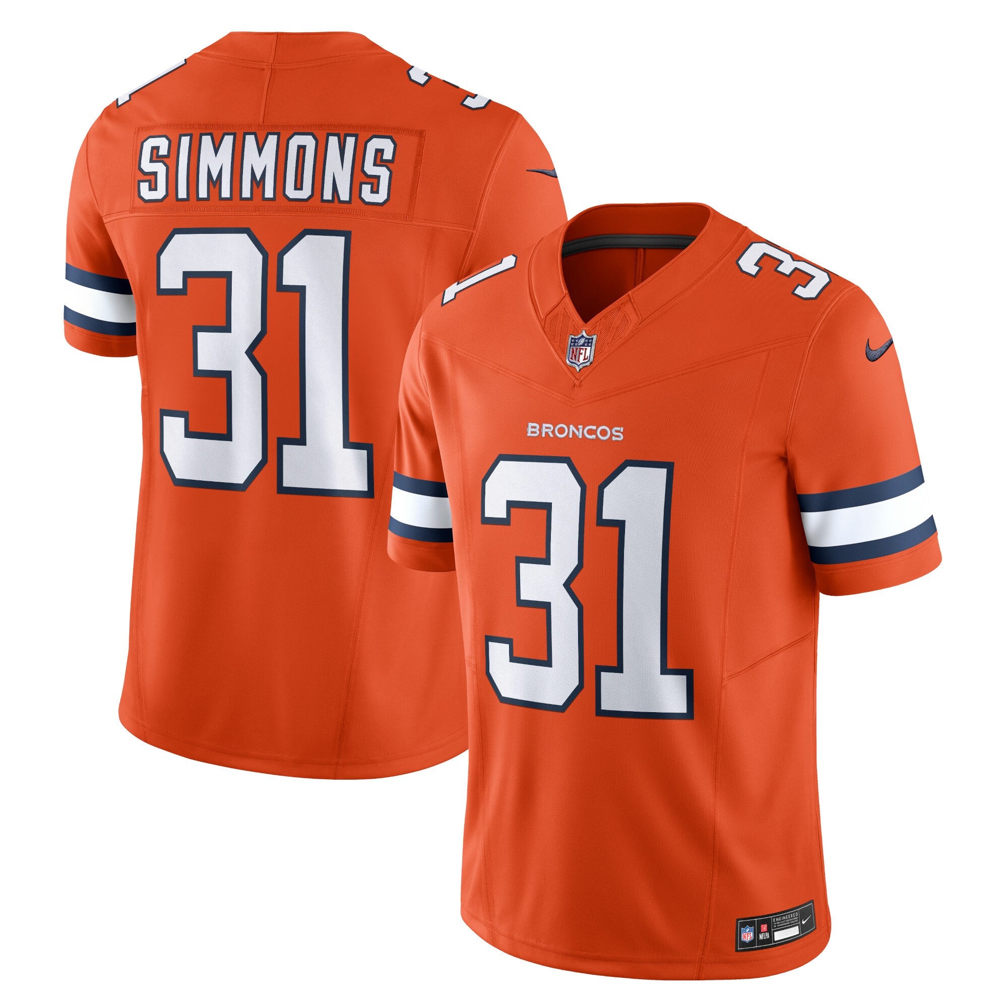 Justin Simmons Denver Broncos orange Vapor jersey
