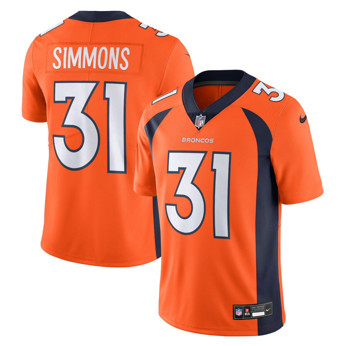 Justin Simmons Denver Broncos orange Vapor jersey