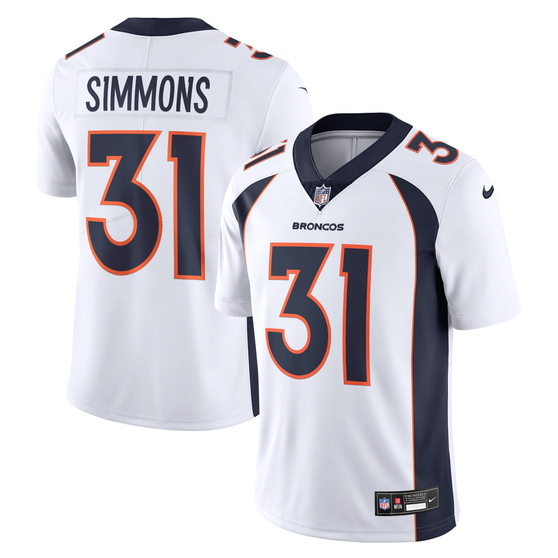 Justin Simmons Denver Broncos white Vapor jersey