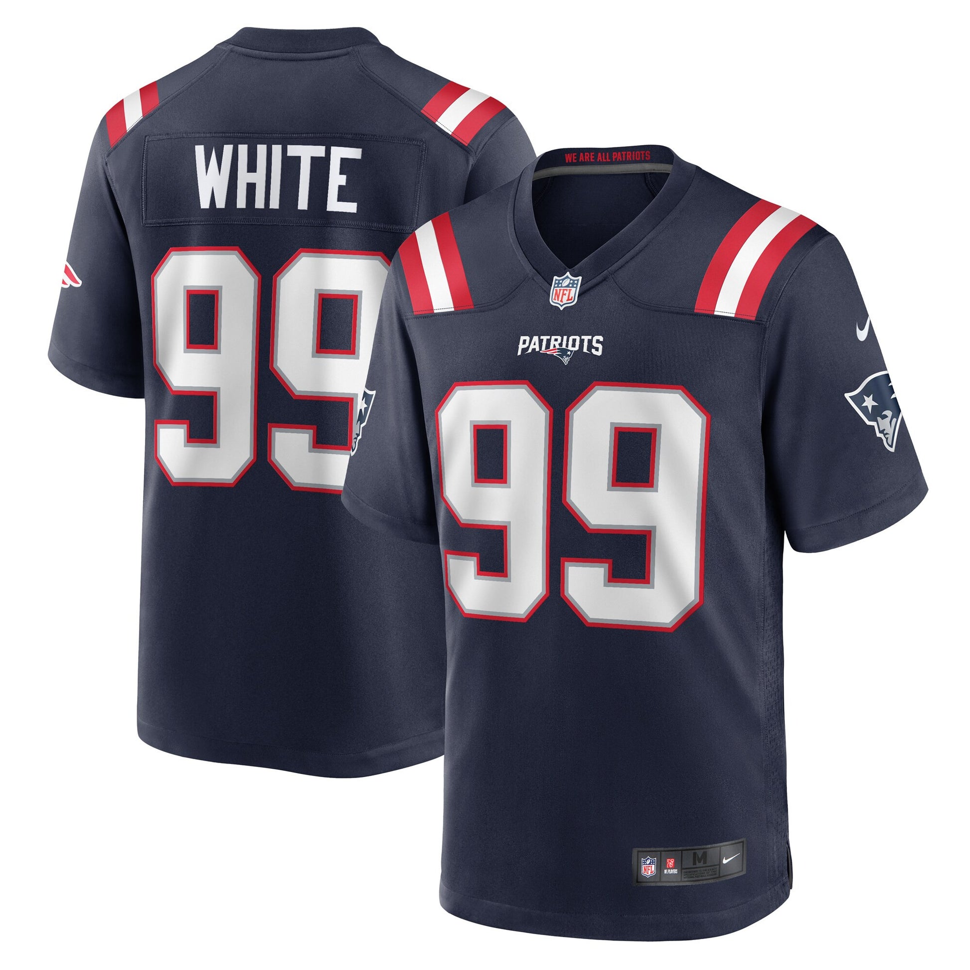 Keion White New England Patriots navy jersey