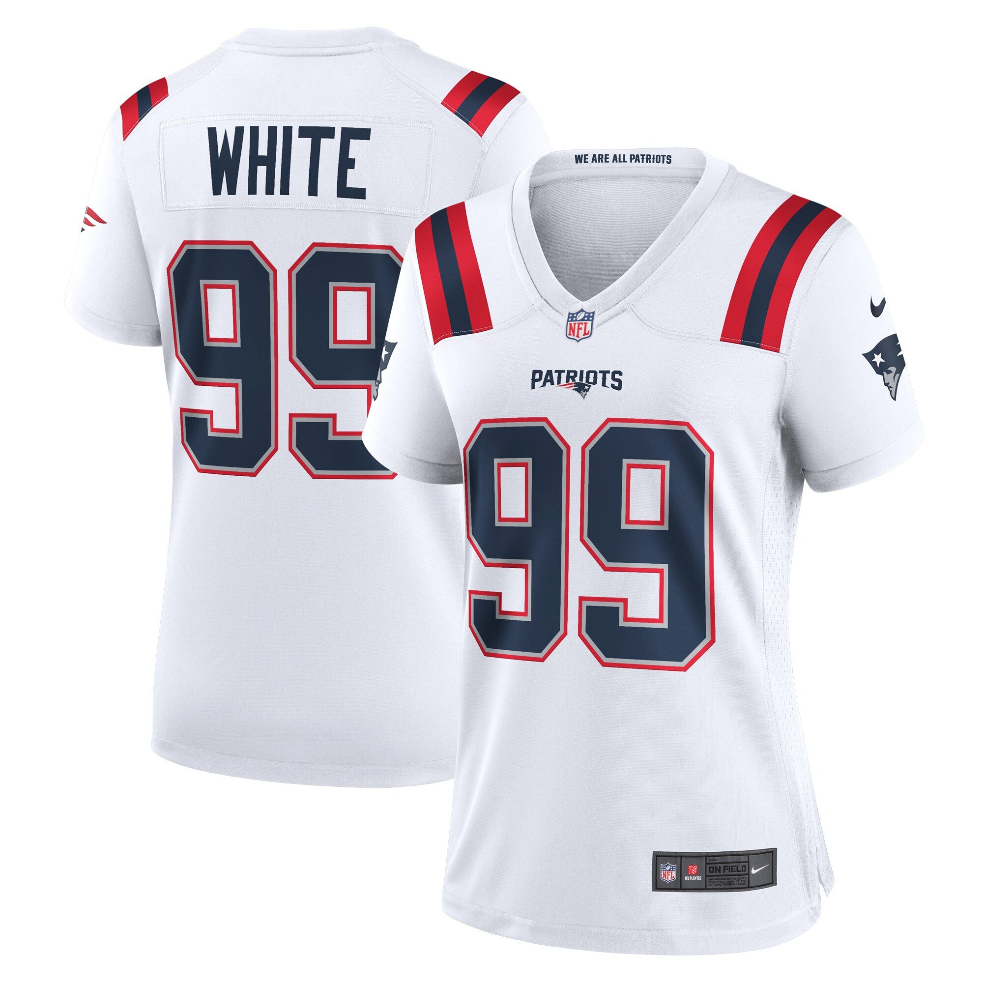 Keion White New England Patriots white jersey