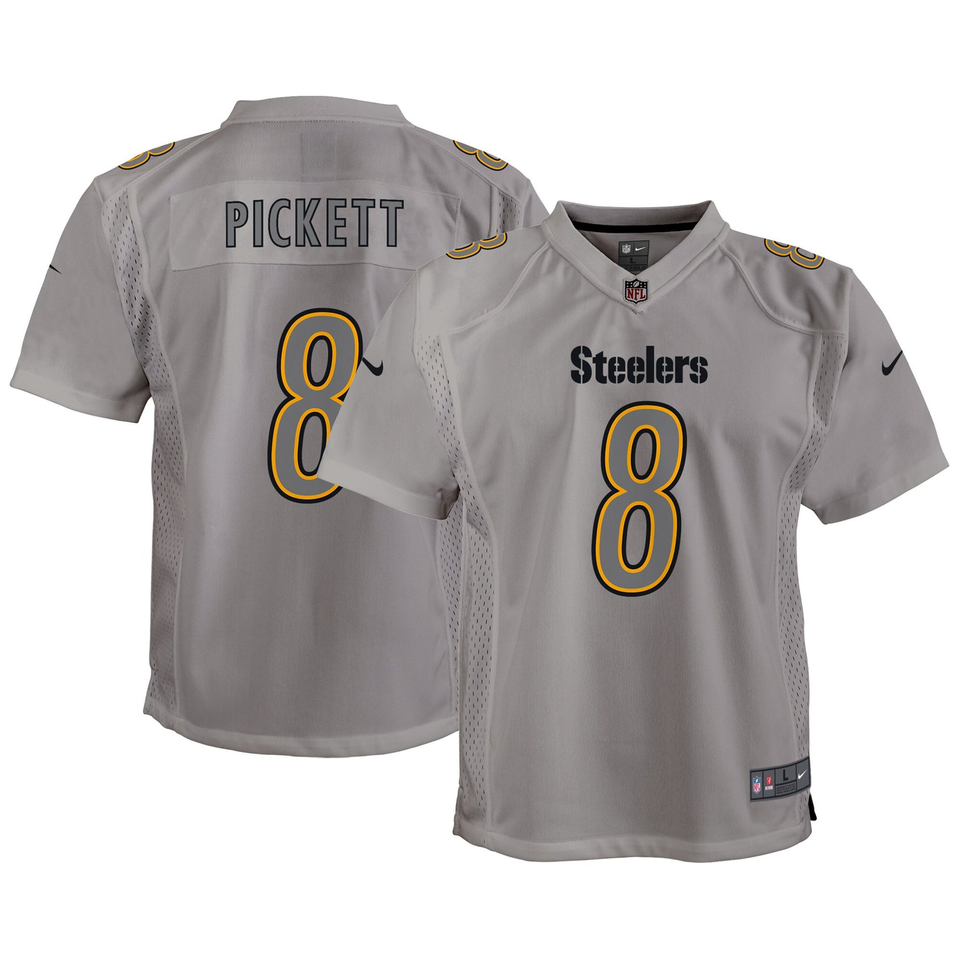Kenny Pickett Atmosphere Pittsburgh Steelers gray jersey