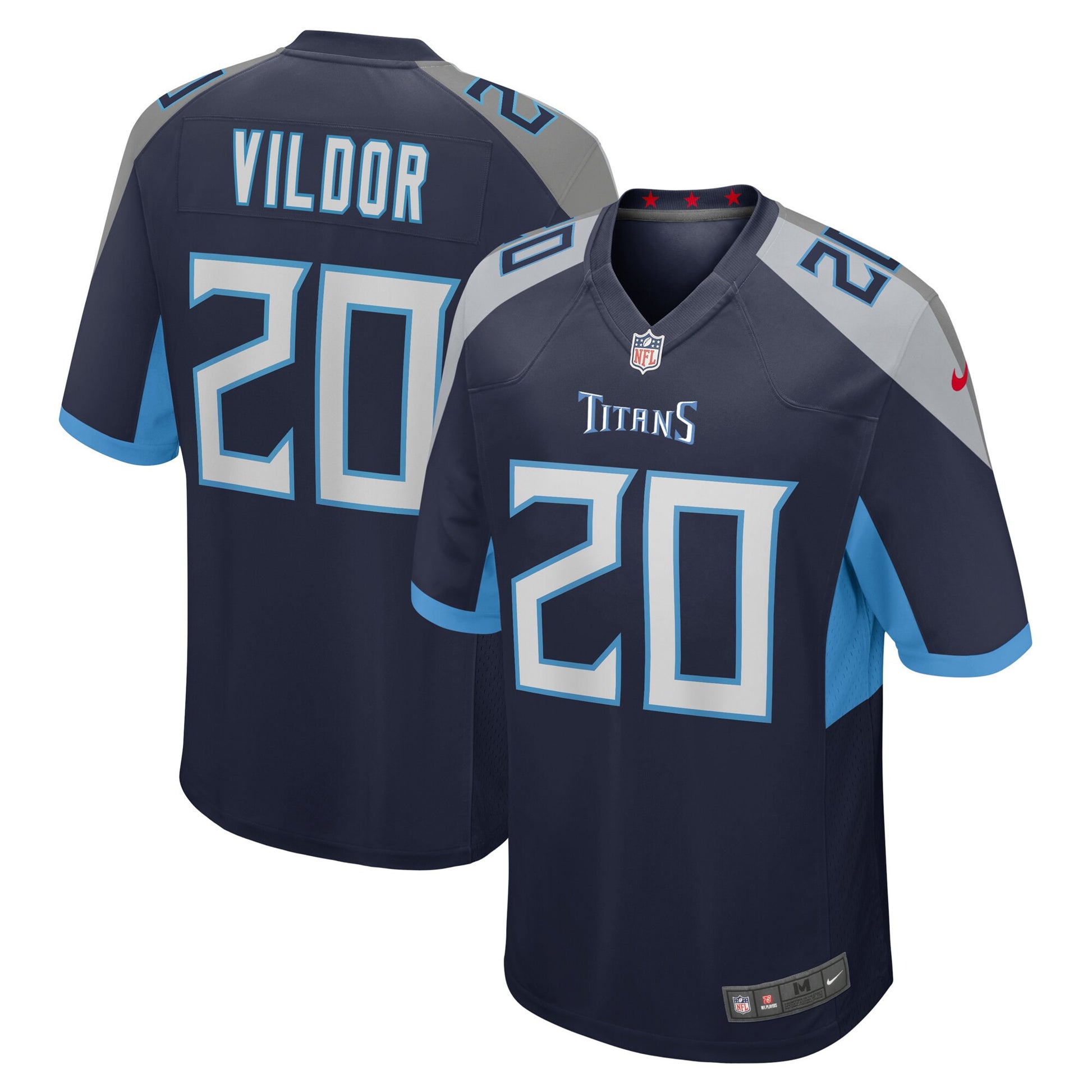Kindle Vildor Tennessee Titans navy jersey