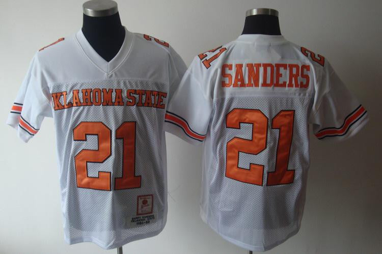 Klahoma State Klahoma State 21 Sanders white jersey