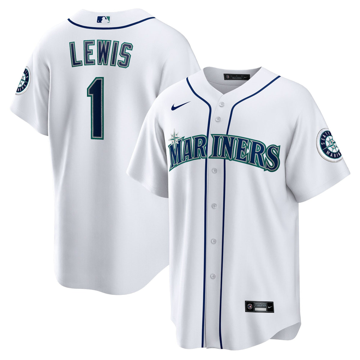 Kyle Lewis Name Seattle Mariners white jersey