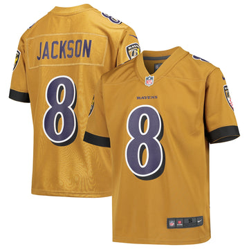 Lamar Jackson Baltimore Ravens gold jersey