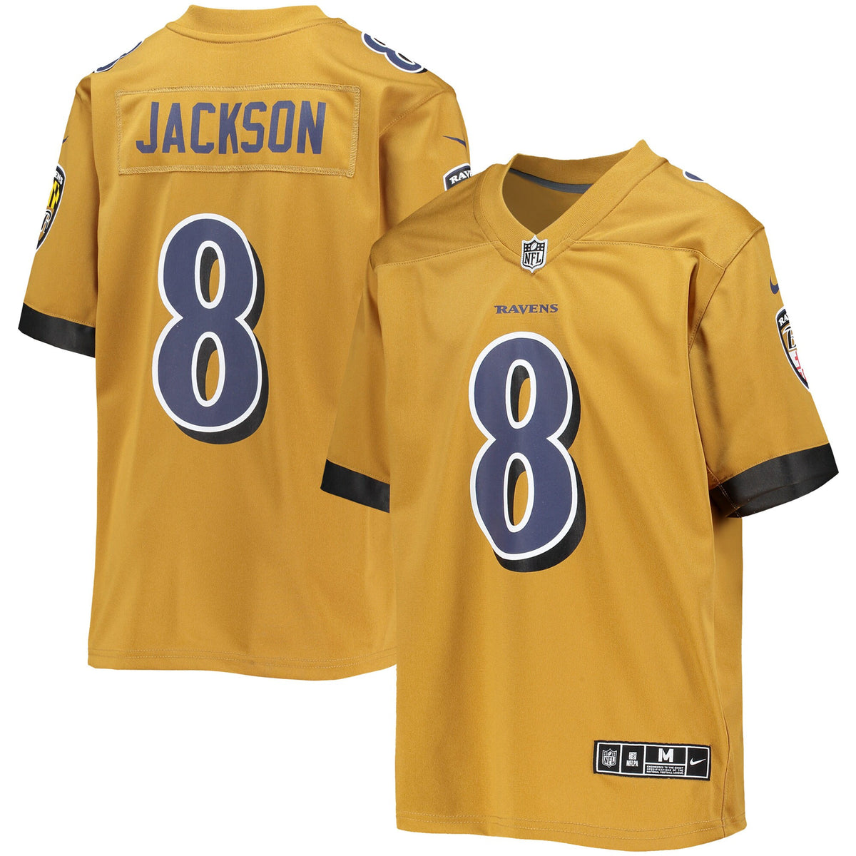 Lamar Jackson Baltimore Ravens gold jersey