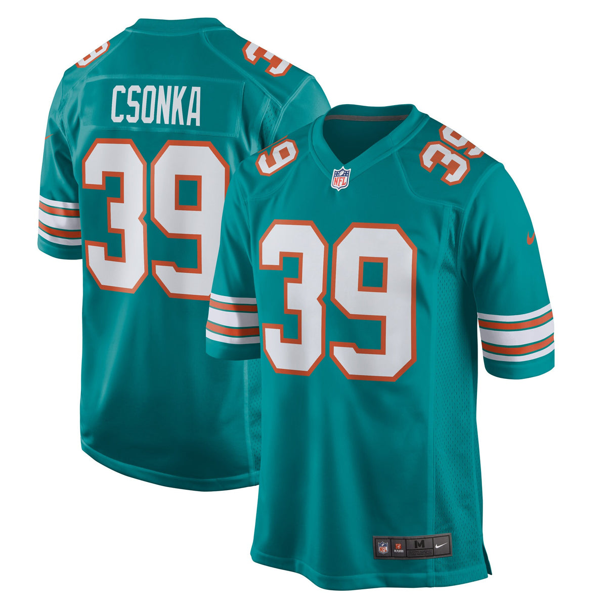 Larry Csonka Miami Dolphins aqua jersey