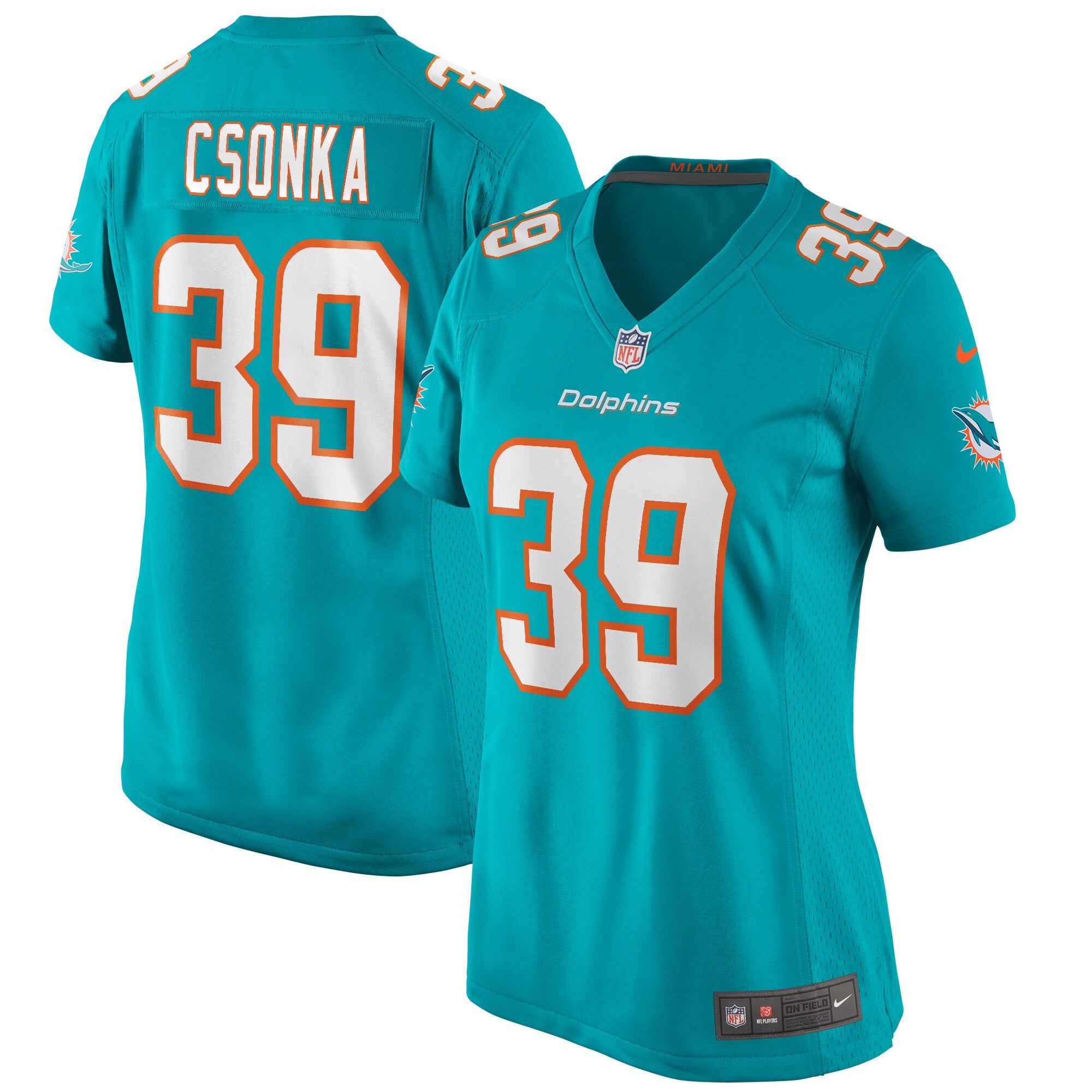 Larry Csonka Miami Dolphins aqua Game jersey