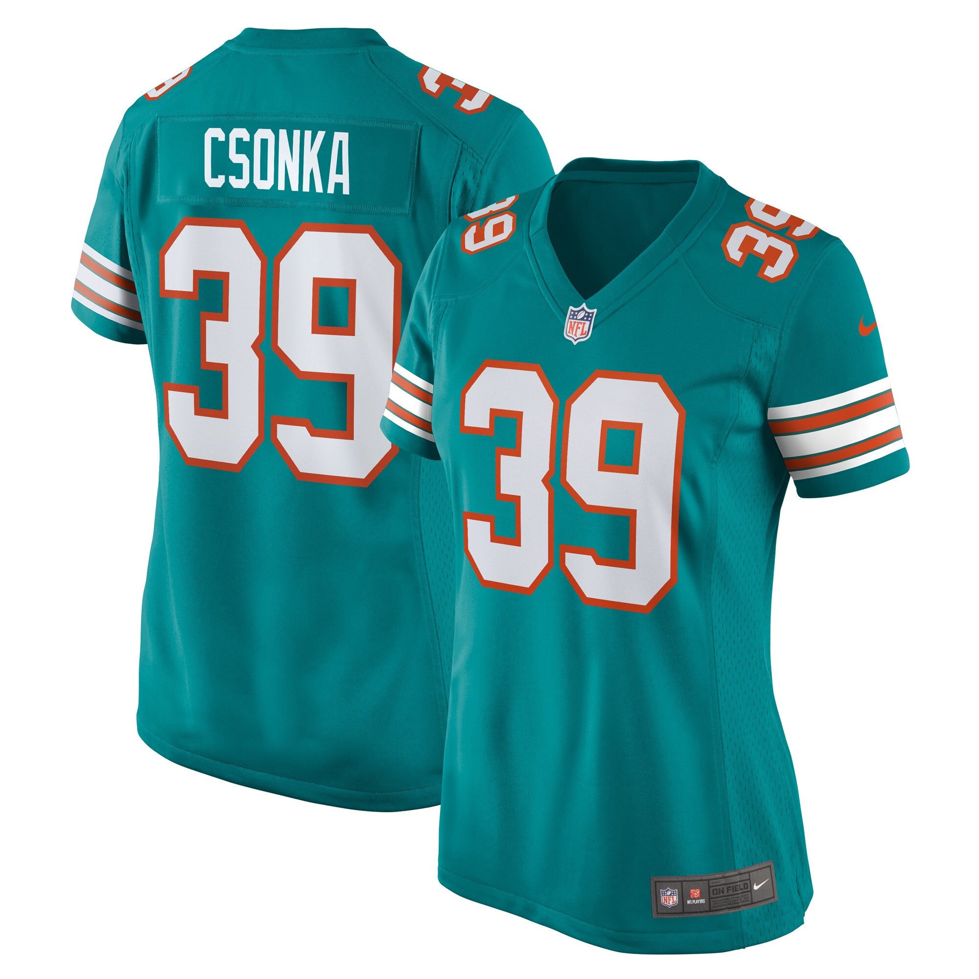 Larry Csonka Miami Dolphins aqua jersey