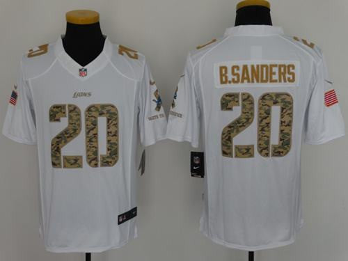 Barry Sanders Detroit Lions white Salute To Service jersey