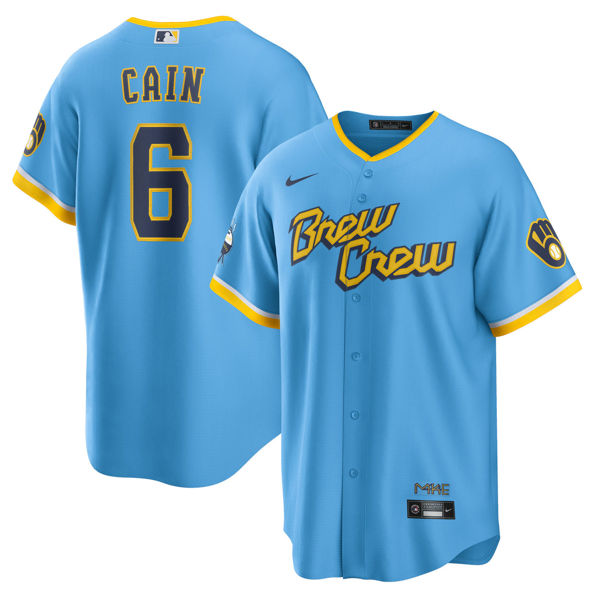 Lorenzo Cain Milwaukee Brewers blue City Connect jersey