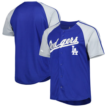 Stitches Button-down Raglan Los Angeles Dodgers royal Fashion jersey