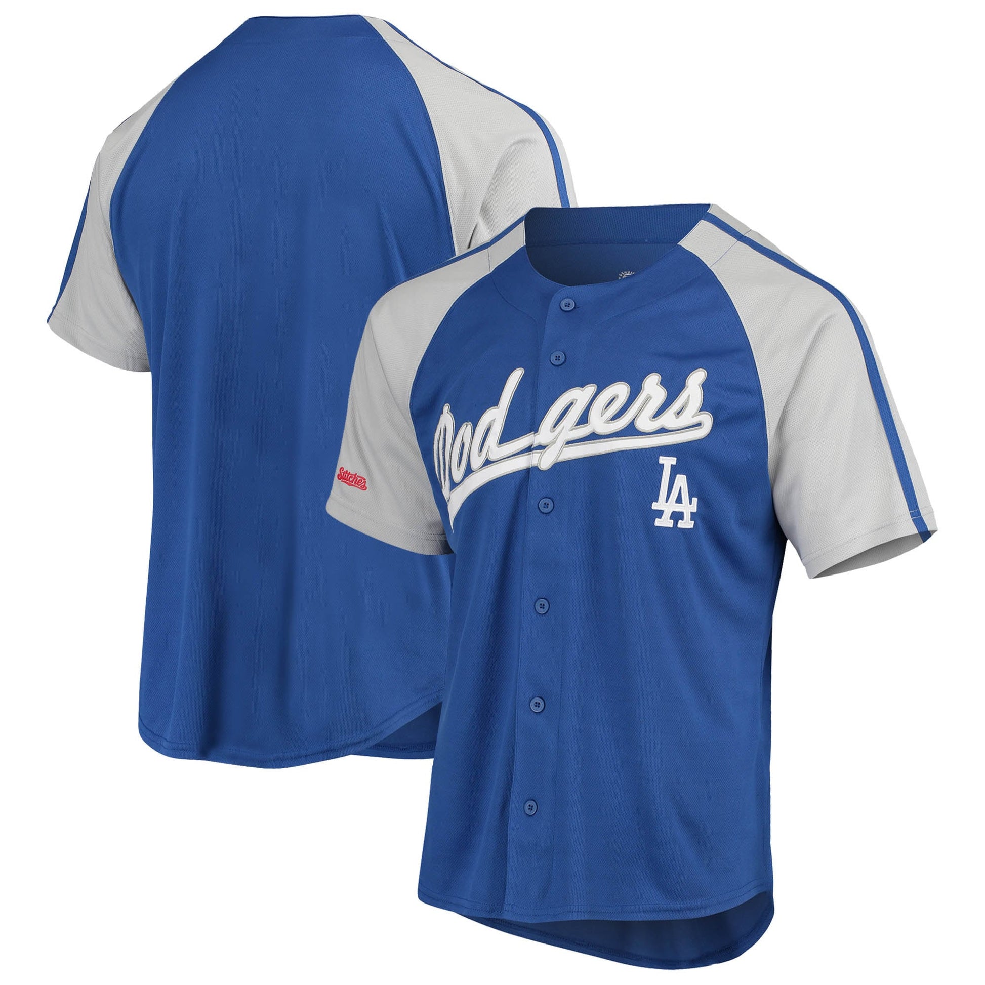 Stitches Button-down Raglan Los Angeles Dodgers royal jersey