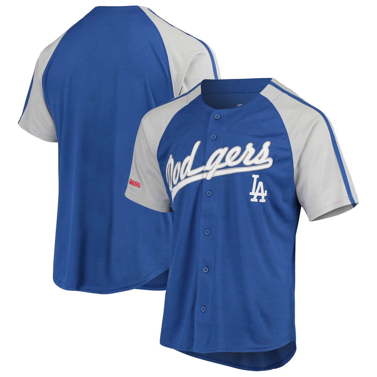 Stitches Button-down Raglan Los Angeles Dodgers royal jersey