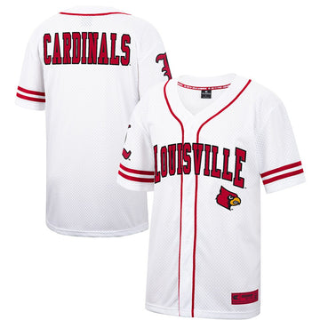 Colosseum Free Spirited Mesh Button-up Louisville Cardinals white jersey