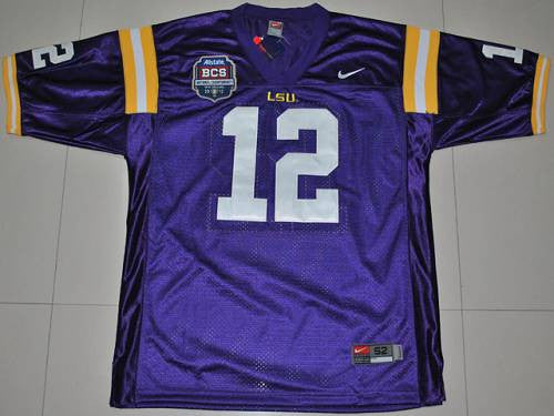 Jarrett Lee LSU Tigers purple jersey