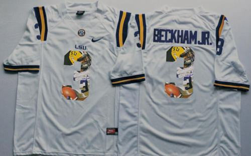 Odell Beckham Jr LSU Tigers white Fashion jersey