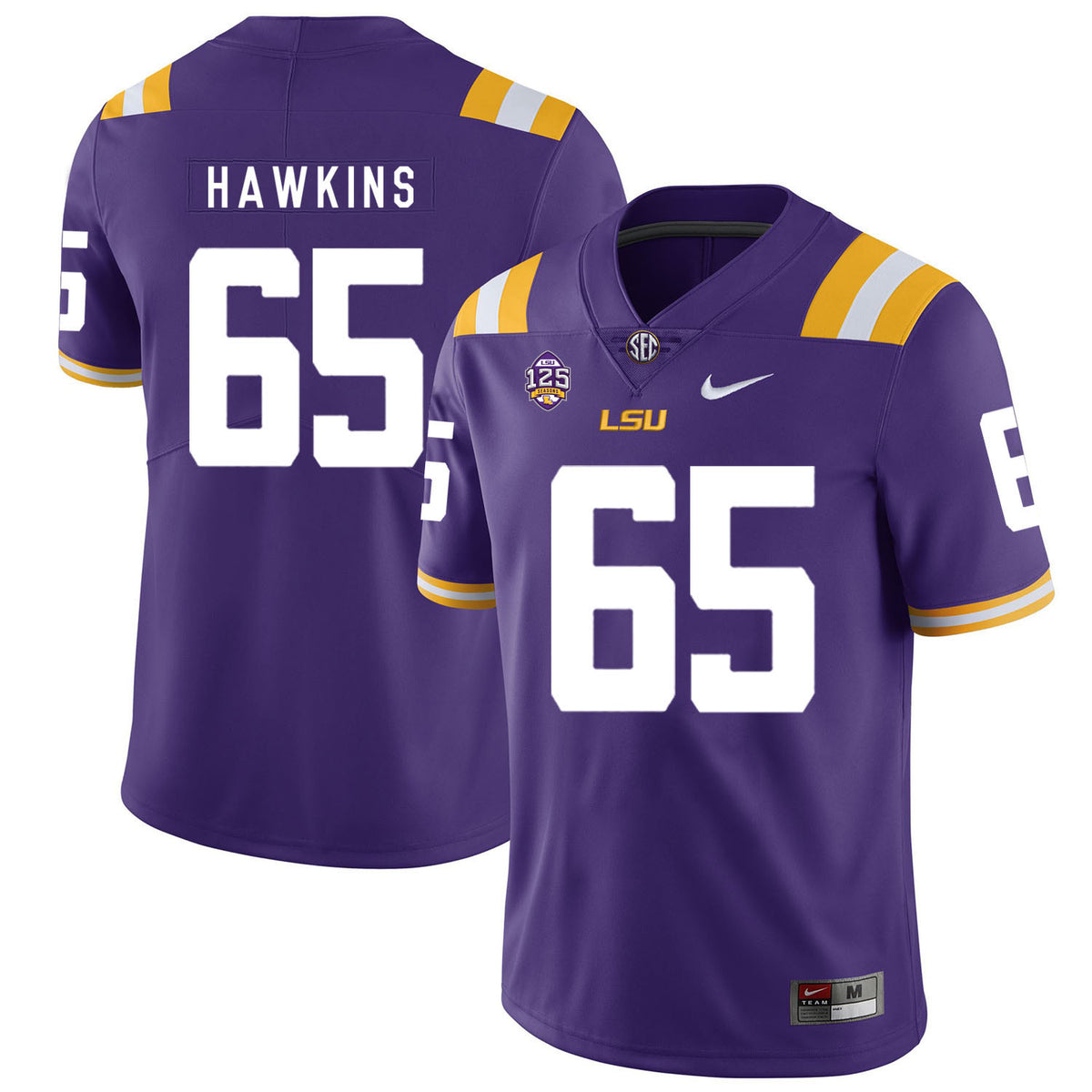 Jerald Hawkins LSU Tigers purple jersey