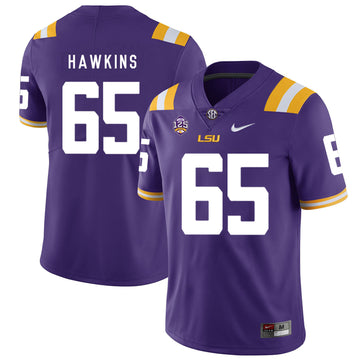 Jerald Hawkins LSU Tigers purple jersey