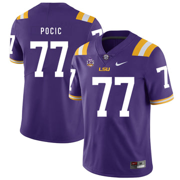 Ethan Pocic LSU Tigers purple jersey