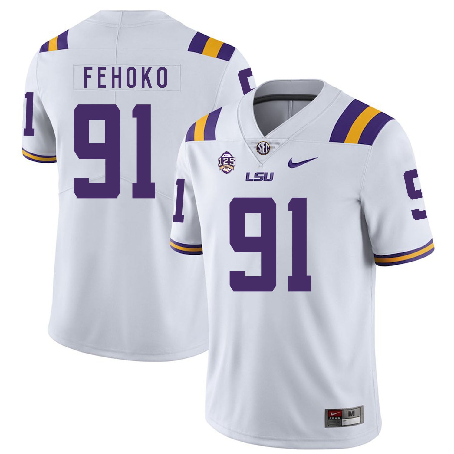 Beriden Fehoko LSU Tigers white jersey