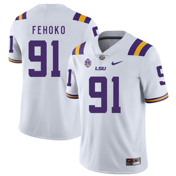 Beriden Fehoko LSU Tigers white jersey