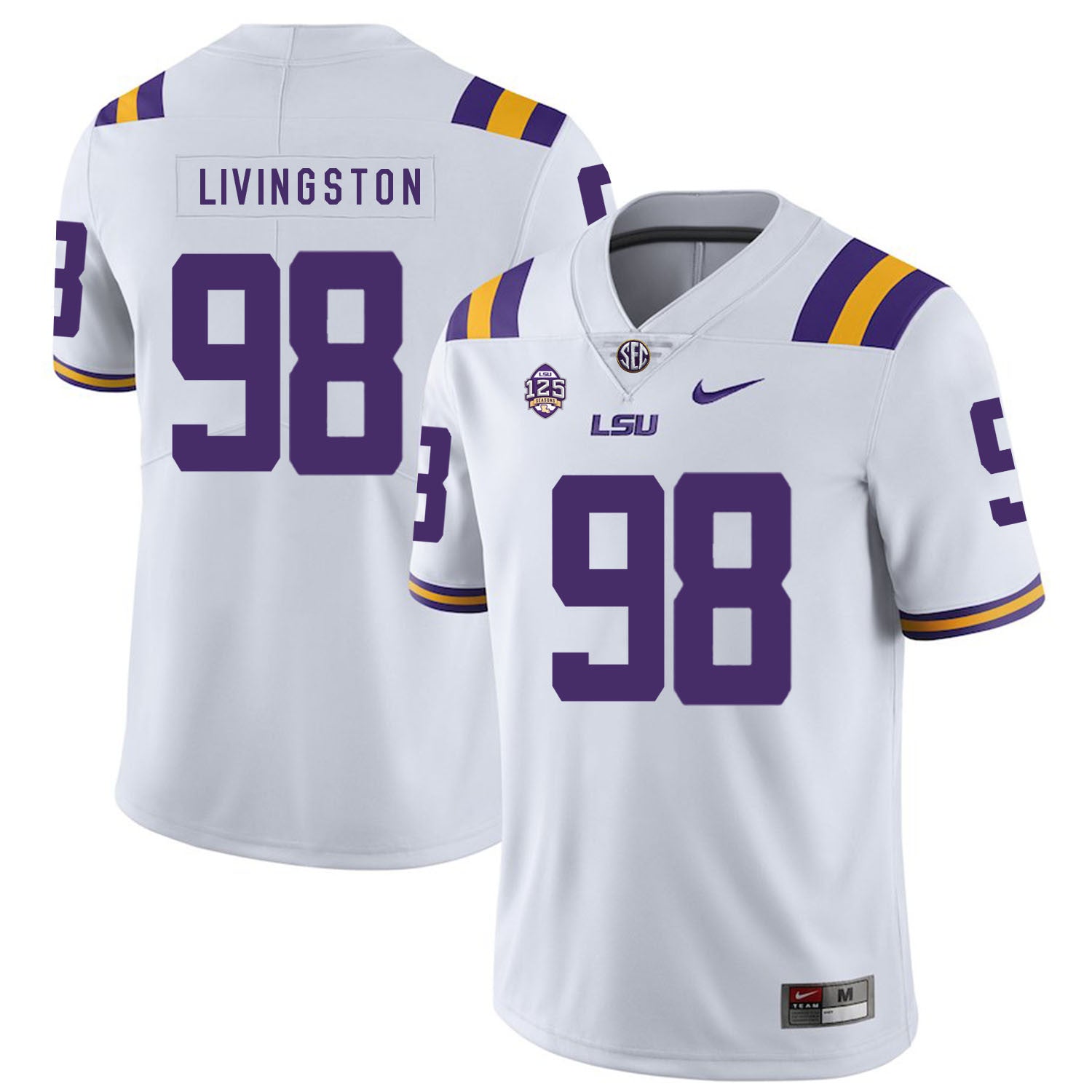 Dominic Livingston LSU Tigers white jersey